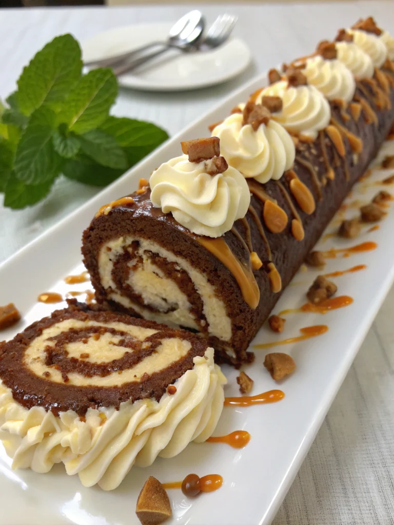 Peanut-Caramel-Vanilla Yule Log
