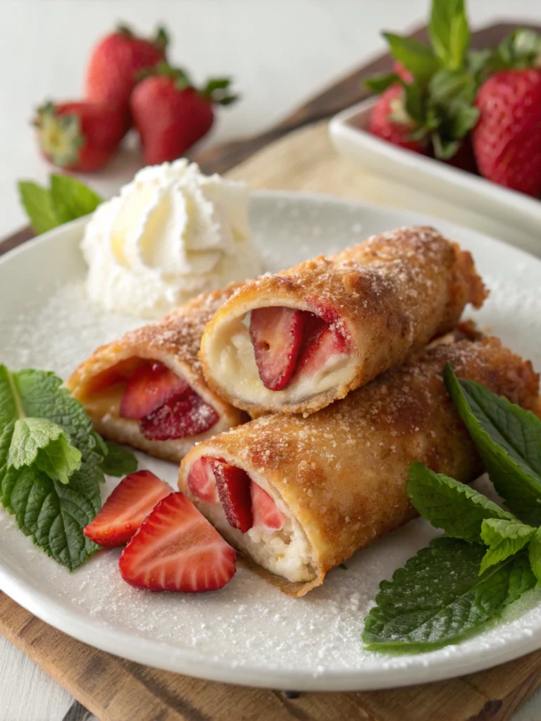 Strawberry Cheesecake Stuffed Eggrolls